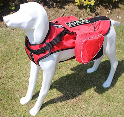 Serijoars Dog Vest Harnesses with Saddlebag Backpack for Camping & Travel - Reflective Hound Hiking Backpack Saddle Bag - Lightweight Vest Harness for Medium & Large Dogs (Red, S)-Mewly Pet