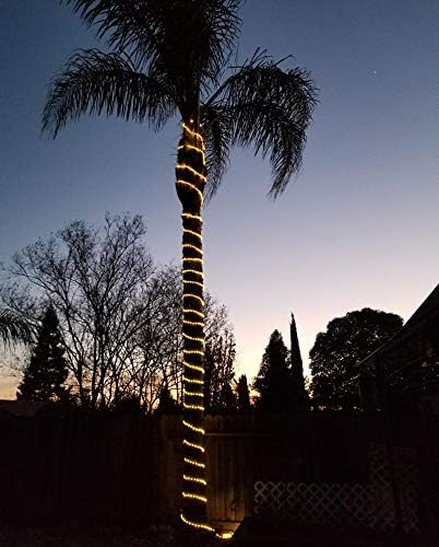 50ft 360 LED Waterproof Rope Lights, 110V Connectable Indoor Outdoor Warm Led Rope Lights for Outside, Deck, Patio, Pool, Camping, Landscape Lighting and Christmas Tree Decorations (Warm White)