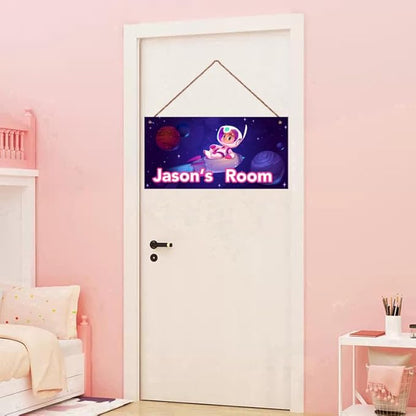 Personalized Universe Sign Astronaut Themed For Kids Room Door Art Décor for Little Man Cave,Custom Name Rocket Wall Decor Decorative Plate for Boys Room Girls Bedroom