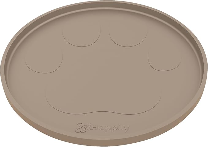 Dog Food Mat Round 10" - Raised Edges Dogs Mat for Food and Water Prevent Spill, Waterproof Cat Food Mats Protect Floors, Easy Clean Dog Bowl Mats for Food and Water, Silicone Pet Feeding Placemats-Mewly Pet