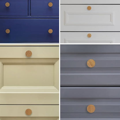 12 Pack Wood Cone Cabinet Knobs (Light) - 1 ½ " Diameter Round Shape - Wooden Drawer Pulls for Cabinets Doors, Dresser and Drawers Knob, Kitchen Cabinet Door Handle