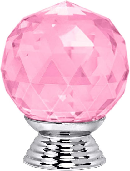 12 Pcs 30mm Round Shape Crystal Glass Cabinet Knobs with Screws Drawer Knob Pull Handle Used for Kitchen, Dresser, Door, Cupboard(Pink)