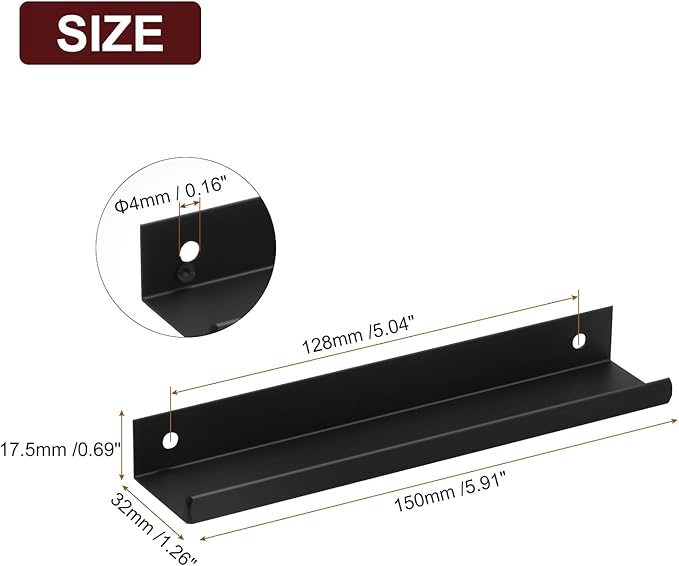 uxcell Cabinet Finger Edge Pull, 8pcs 150mm / 5.91" Aluminum Alloy Back Mount Hidden Cabinet Pulls Concealed Handle for Home Kitchen Drawer Cabinet, Black