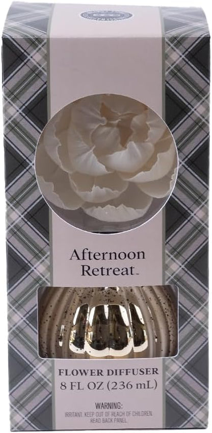 Bridgewater Candle Afternoon Retreat Flower Diffuser | Outdoors Woodsy Scented Diffuser | Metallic Decorative Air Freshener for Home | 8 oz | 60 Day Lifespan