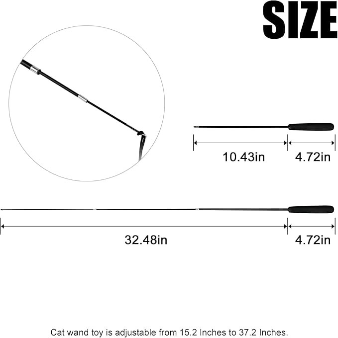 TTcat Cat Feather Wand Toys,Retractable Wand Toy with 4 Feather Refills, Interactive Cat Toy Kitten Toy for Indoor Cats to Play Chase Exercis-Mewly Pet