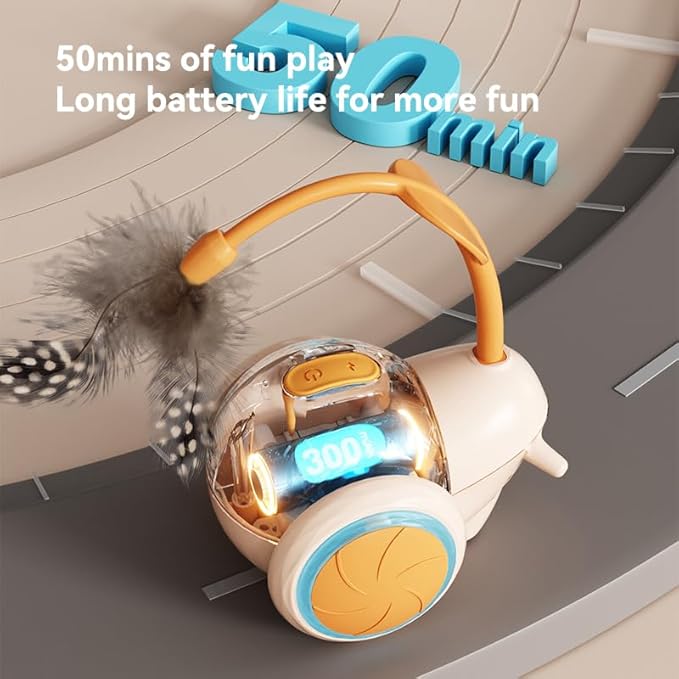 Cat Toys for Bored Indoor Adult Cats,Remote Control Cat Toy with 4 Directions,LED Lights Interactive Remote Control Dog Toy (Orange)-Mewly Pet