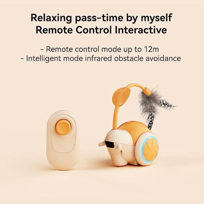 Cat Toys for Bored Indoor Adult Cats,Remote Control Cat Toy with 4 Directions,LED Lights Interactive Remote Control Dog Toy (Orange)-Mewly Pet