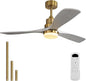 Sofucor Ceiling Fans with Lights and Remote, 52 Inch Low Profile Indoor/Outdoor Ceiling Fan with Light, Reversible DC Motor, 6 Speeds, Solid Wood 3 Blades Ceiling Fans for Bedroom Living Room Patio