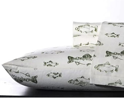 Eddie Bauer - Twin Sheets, Cotton Flannel Bedding Set, Brushed For Extra Softness, Cozy Home Decor (School of Fish, Twin)
