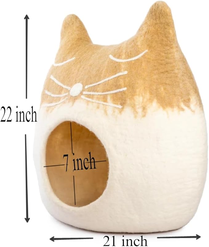 Luxurious Eco-Friendly Merino Wool Cat Cave Bed Sloth - Foldable Hideaway Pod for Indoor Cats - Premium Felt Kitten Beds - Covered Cat House for Ultimate Cozy Comfort by Woolygon-Mewly Pet