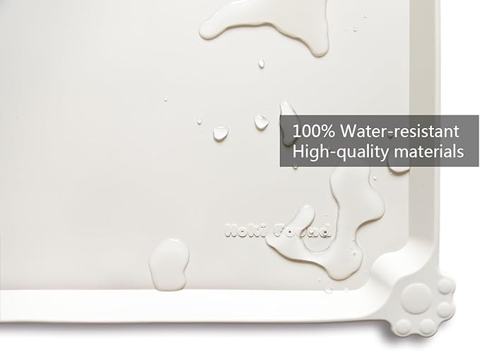 Hoki Found X-Large Silicone Non Slip Pet Food Mats - Tray for Dogs, Cats - Waterproof, Suitable for Carpet - Cream Brown-Mewly Pet