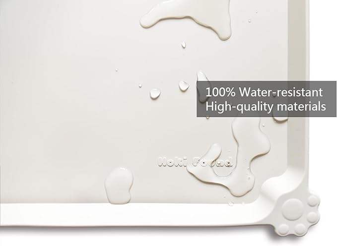 Hoki Found L Silicone Pet Food Mats - Non Slip Cat & Dog Bowl Mats - Waterproof & Carpet Safe - Cream Brown-Mewly Pet