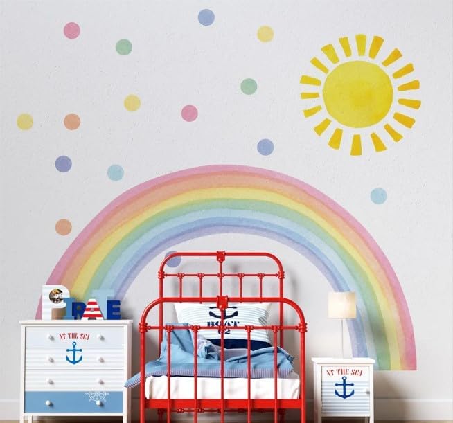 Large Rainbow Wall Decals – Removable Peel and Stick Décor for Kids Room, Playroom, Nursery Walls, and Bedroom Wall Décor - Wall Sticker (147" W x 78" H)
