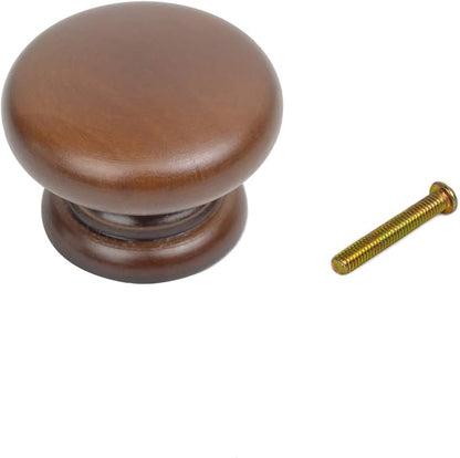 Mysummer 5 Pack Round Wood Drawer Knobs Walnut Finished Kitchen Cabinet Pulls Handles Hardware for Kitchen Cabinets Furniture Dresser Wardrobe Cupboard Drawer Pulls Knobs 33x25mm/1.3x0.98inch(DiaxH)