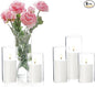 Set of 3 White Pillar Candles and Glass Candle Holders, Clear Cylinder Vases Pillar Candle Holders for Pillar Candles, Hurricane Candle Set for Party, Table, Home Decor, Wedding Centerpieces