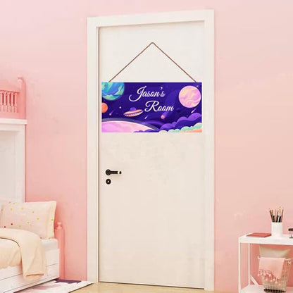 Personalized Signs Stars Wall Hanging Sign for Little Man Cave, Motivational Hanging Plaque Sign Outer Space Room Wall Art Decor, Planet Nursery Decor for Boys Room Kids Playroom Classroom Décor
