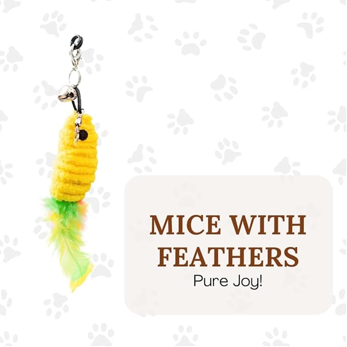 Interactive Cat Toys for Indoor Cats 2 in 1 Cat Wand Toys Solid Round Base Toys for Bored Indoor Adult Cats Self Play Feather Toy Bird Feather-Mewly Pet