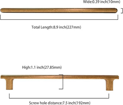 10 Pack 7.5 Inch(192mm) Kitchen Cabinet Handles Antique Brass Cabinet Pulls Vintage Retro Kitchen Cabinet Hardware Drawer Pulls for Cupboard Wardrobe