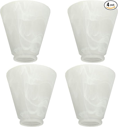 Pack of 4 Alabaster Transitional Style Shade, Transitional Style Replacement Glass Shade, XIDING Ceiling Fans Glass Shade, with Standard 2-1/8" Fitter Size, 4-4/5" high, 4-4/5" Diameter