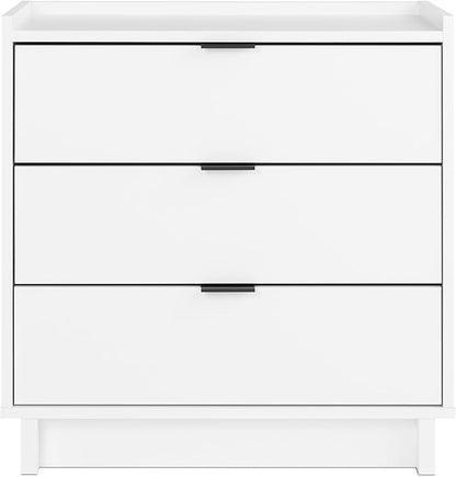 Prepac Simply Modern Nightstand Bedside Table, White Nightstand for Bedroom, End Table with 3 Drawers 26.5" W x 26.75" H x 16" D