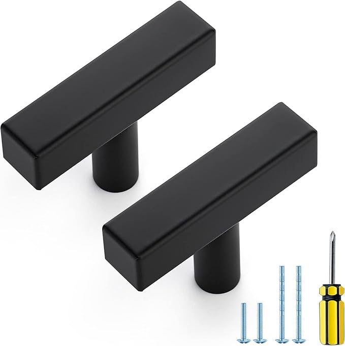 Ravinte Black Cabinet Handles 25 Pack Matte Black Square Cabinet Pulls Kitchen Hardware 2 inch Overall Length Kitchen Drawer Pulls