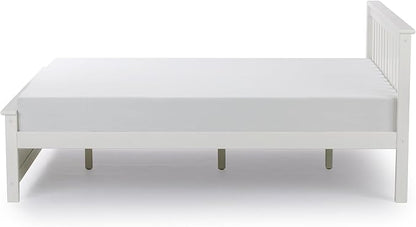 Plank+Beam Solid Wood Queen Bed Frame, Platform Bed with Headboard, White