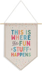 Nursery Decor Playroom Wall Decor, Boy Bedroom Decor, Boho Classroom Decorations, Canvas Banner Wall Hanging Banner Flag Room Decor, This is Where All The Fun Stuff Happens Banner