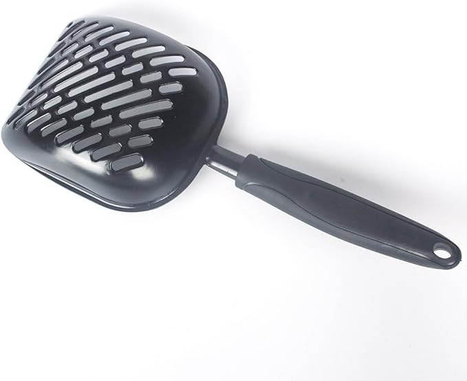 Metal Cat Litter Scoop with a Deep Shovel Design | Solid Aluminum & Non-Stick Coating | Durable Rubber Coated Handle for Easy Scooping | Perfect Size Sifting Slots for Any Type of Kitty Litter-Mewly Pet