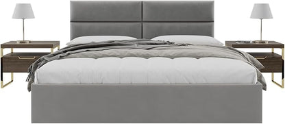 Vänt Upholstered Wall Panels - King/Cal King Size Wall Mounted Velvet Headboards - Velvet Smoke Grey - Twin/King - Set of 4 Panels (Each Individual Panel 39"x11.5")