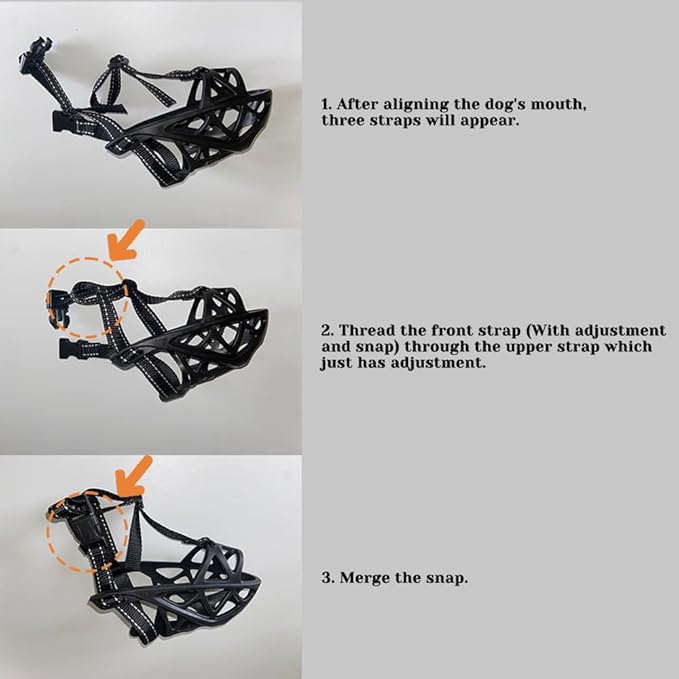 Dog Muzzle, Breathable Basket and Soft Cage Black Dog Mouth Cover,Anti-Biting, Barking and Chewing for Small Medium Large Dogs, 1 Pack Poop Bags for Dogs (XL)-Mewly Pet