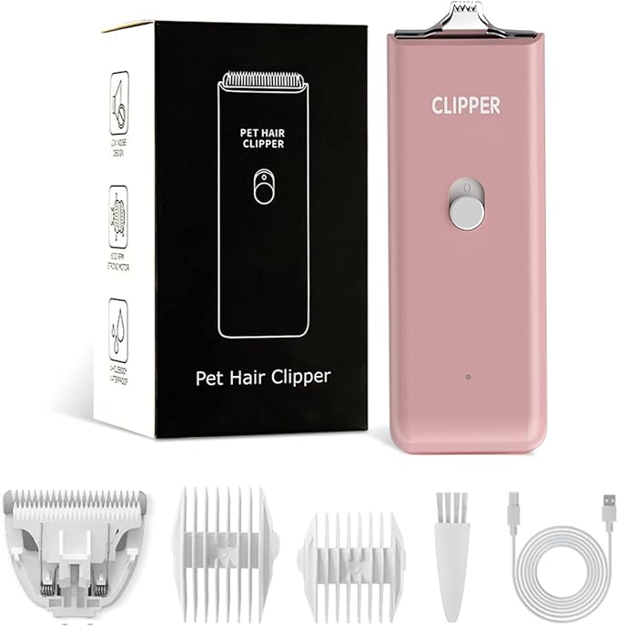 Feet Hair Trimmer, Dog Clippers,Quiet Washable USB Rechargeable Cordless Dog Grooming Kit,Electric Pets Hair Trimmers Shaver Shears for Dogs and Cats Pink-Mewly Pet