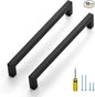 Ravinte 10 Pack Black Cabinet Pulls 8 Inch Square Cabinet Handles Matte Black Kitchen Hardware for Cabinet Drawer Pulls Come with Screwdriver