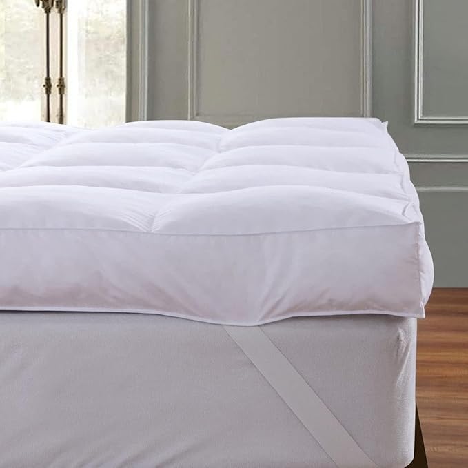 QUEEN ROSE California King Mattress Topper Cooling Extra Thick 3D Snow Down Pillow Topper Mattress Pad Cover Bed Mattress Topper, Hotel Quality, Down Alternative, Plush and Support