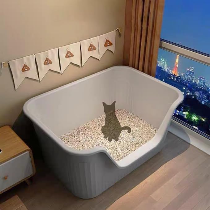 Vealind Extra Large Cat Litter Box 31''×21''×16'', Jumbo Litter Box for Big Cats or Multiple Cats, High Sided Litter Pan, Leak-Proof & Anti-Splashing, Easy Clean & Durable (Grey)-Mewly Pet
