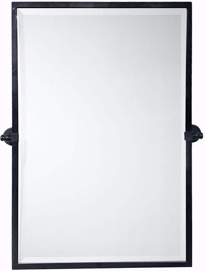 TEHOME 28.5 x 36'' Black Metal Framed Pivot Rectangle Bathroom Mirror Tilting Beveled Vanity Mirrors for Wall…