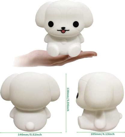 Night Light Kids with Cute Dog Design Baby Children's Room LED Bedside Lamp with Changeable RGB Colors Rechargeable Night Light Compatible with Touch-Control & Remote Control - Dog