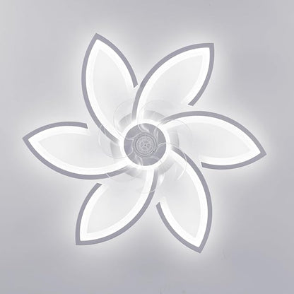 Ceiling Fan with Lights Remote Control, White Flower Ceiling Fan with Light, 3 Light Color Modern Low Profile Flush Mount Ceiling Fan for Kitchen Bedroom Living Room