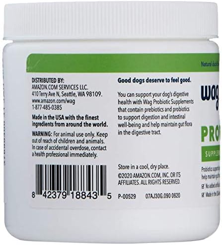 Amazon Brand - Wag Probiotic Supplement Daily Chews for Dogs, Supports Digestion and Gut Health, Natural Duck Flavor, 90 count-Mewly Pet