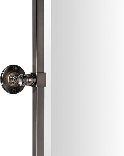 TEHOME Oil Rubebd Bronze Metal Framed Pivot Rectangle Bathroom Mirror Tilting Beveled Vanity Mirrors for Wall, Overall 27.9 x 36 inches (Mirrror 24 x 36 inches)