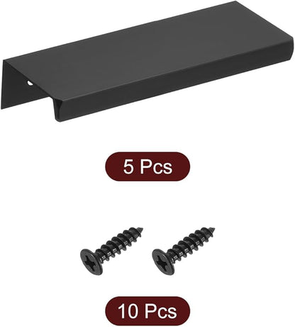 uxcell Cabinet Finger Edge Pull, 5pcs 80mm / 3.15" Aluminum Alloy Back Mount Hidden Cabinet Pulls Concealed Handle for Home Kitchen Drawer Cabinet, Black