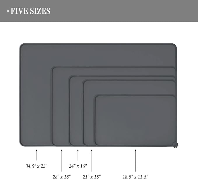 Waterproof Pet Feeding Mat with High Raised Edges, Heavier and Thicker Placemats for Cat Dog Water Bowl with BPA Free, Dogs Cats Food Mats for Messy Drinkers to Prevent Spill and Protect Floors-Mewly Pet