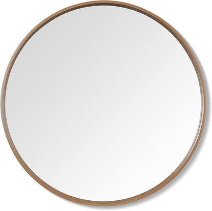 WallBeyond Round Wood Mirror, 36" Round Modern Decoration Large Circle Wall Mirror for Bathroom Living Room Bedroom Entryway, Honey