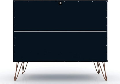 Manhattan Comfort Rockefeller 3 Drawer Dresser for Bedroom Storage, Closet, Living Room, Entryway, TV Stand for Screens up to 32 Inches, Anti-Tip Kit Included, Set of 1, Midnight Blue