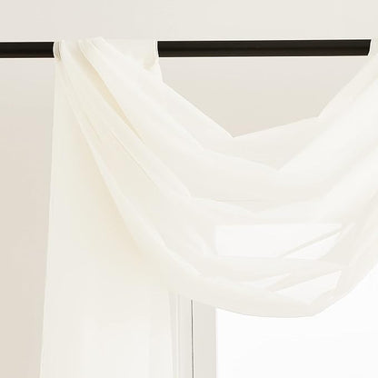 NICETOWN Decorative Scarf Valance for Window - Voile Sheer Bed Canopy Curtain Scarf Valance for Living Room/Bedroom/Ceremony (Light Beige, 1 Panel, W60 x L216)