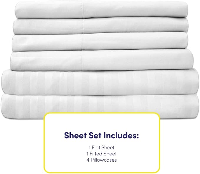 Full Size Bed Sheets - 6 Piece 1500 Supreme Collection Fine Brushed Microfiber Deep Pocket Full Sheet Set Bedding - 2 Extra Pillow Cases, Great Value, Full, Dobby White