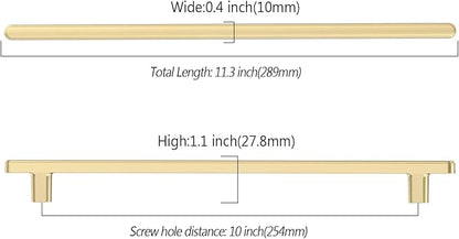 10 Pack 10 Inch(254mm) Kitchen Cabinet Handles Brushed Gold Cabinet Pulls Kitchen Cabinet Hardware Drawer Pulls for Cupboard Wardrobe