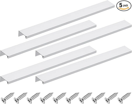uxcell Cabinet Finger Edge Pull, 5pcs 300mm / 11.81" Aluminum Alloy Back Mount Hidden Cabinet Pulls Concealed Handle for Home Kitchen Drawer Cabinet, Silver
