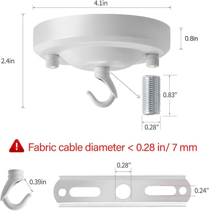 Light Canopy Kit White, 4.1IN Chandelier Canopy with All Mounting Hardware, Celing Hook for Pendant Light, Max Load 22LBS