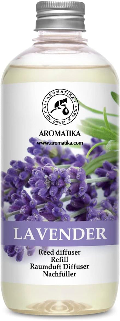 Lavender Reed Diffuser Refill 17 Fl Oz - 500ml - Lavanda Refill - Wardrobe Freshener - Home Fragrance Oil - Air Freshener - Aromatherapy - Essential Lavender Oil Diffuser - Diffuser Refill