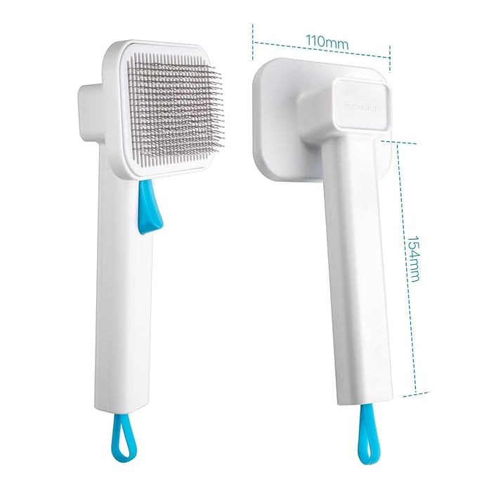 Self Cleaning Slicker Dog Cat Brush for Shedding - Deshedding Tool with Max Massage Tips, Grooming Brush for Short Medium Haired Cats & Dogs (Blue)-Mewly Pet